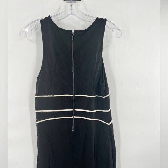 Maeve Anthropologie black dress with white bias sleeveless size 12 - Picture 3 of 8